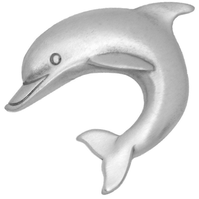 1.9" Dolphin Left Facing Small Knob, Brushed Nickel, 1.9" L x 1.7" W, 2