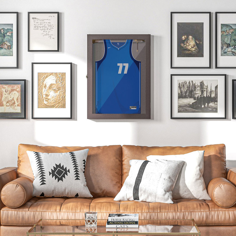 Brown Lockable Wall-Mounted Acrylic Jersey Display Case