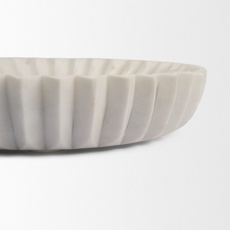 Bol décoratif festonné en marbre blanc Fiora