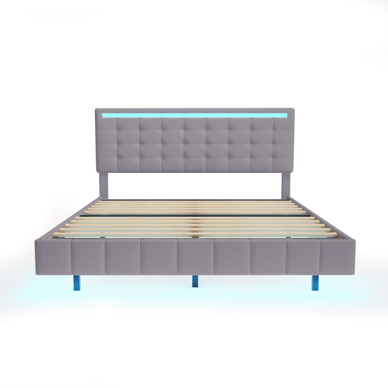 Carrubba Upholstered Bed, Grey