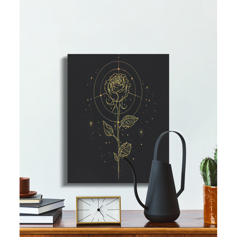 Rose Canvas Wall Art, Golden Floral Print, Gallery Wrapped Canvas, Ready to Hang, Modern Home Decor, Archival Quality, Statement Piece
