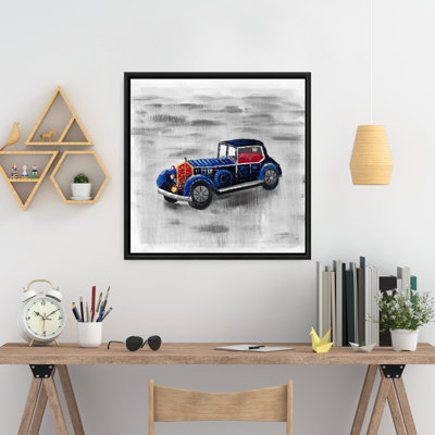 Vintage Blue Toy Car Print On Canvas