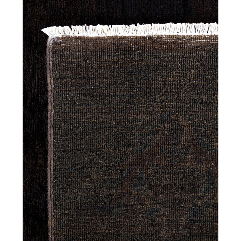 Overdyed Hand-Knotted Wool Modern-Contemporary Black Area Rug 9' 0" x 11' 10"