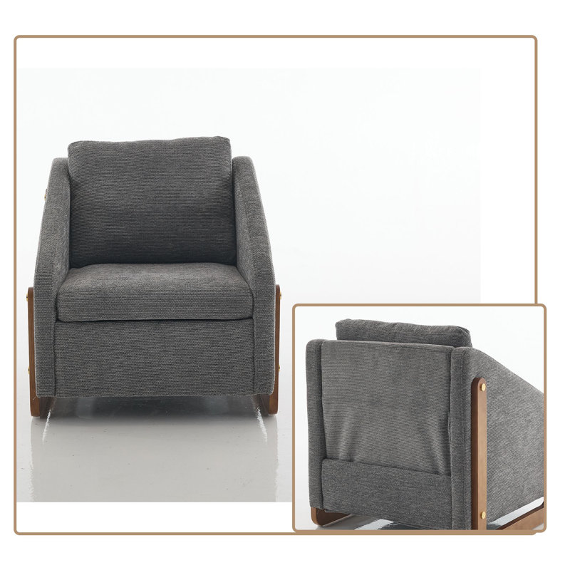 Chaise avec accoudoirs rembourrés Modern Chenille, Gris