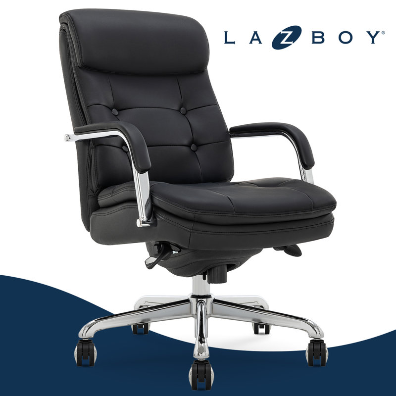Sonata Leather Swivel Executive Office Chair, Black, Chrome