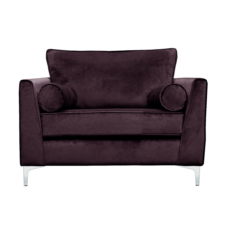 Giancarlo 2 Seater Velvet Loveseat, Aubergine