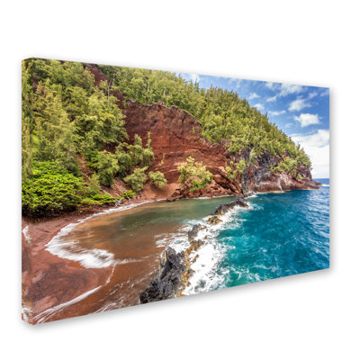 Fabrizzio "Red Sand Beach Maui" by Pierre Leclerc Photographic Print on Wrapped Canvas