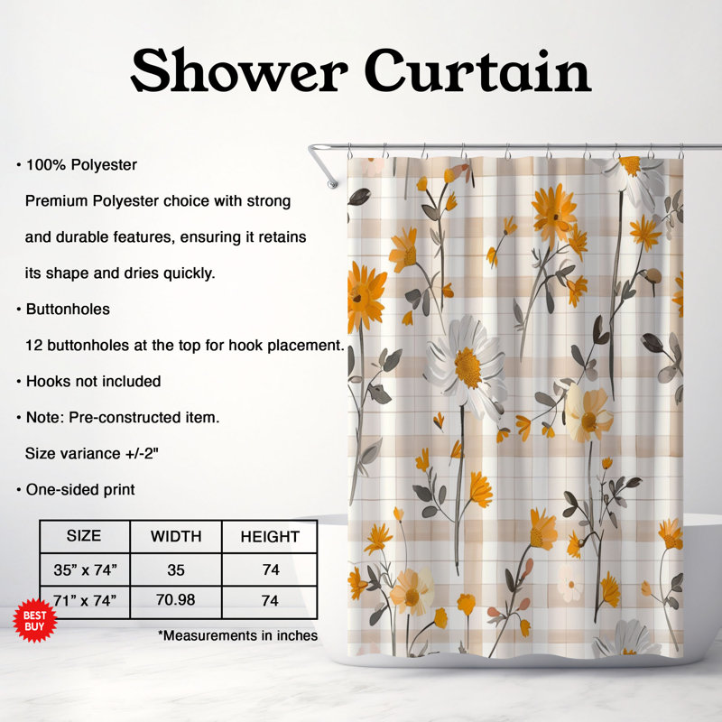 Rideau de douche à carreaux de qualité supérieure 103, H 74 po x l 71 po