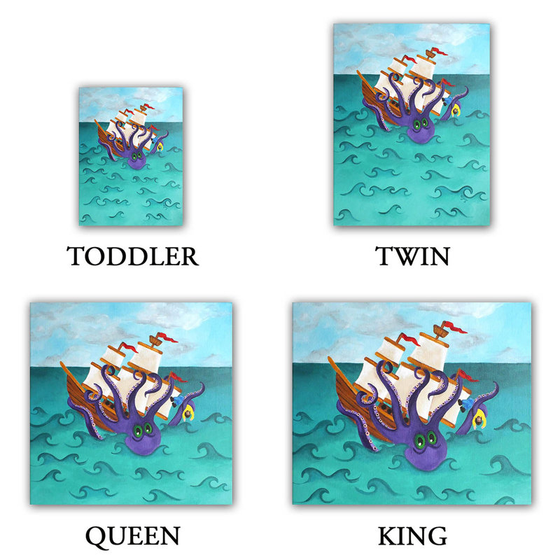 Ensemble de housse de couette kraken, 1 housse simple + 1 taie standard