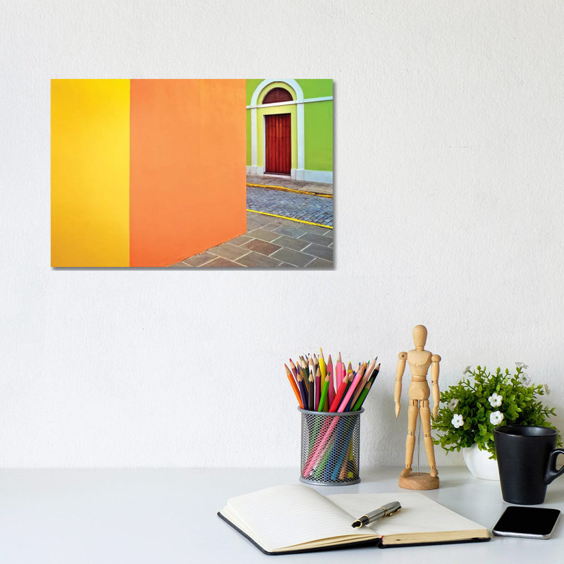 Door And Colourful Building Walls by Jaynes Gallery - Wrapped Canvas Print, 20.32cm H x 30.48cm W x 1.905cm D