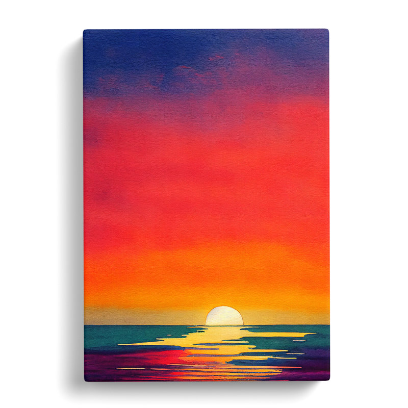An Ocean Sunset Watercolour No.5 - Wrapped Canvas Print, 50cm H x 35cm W x 3cm D