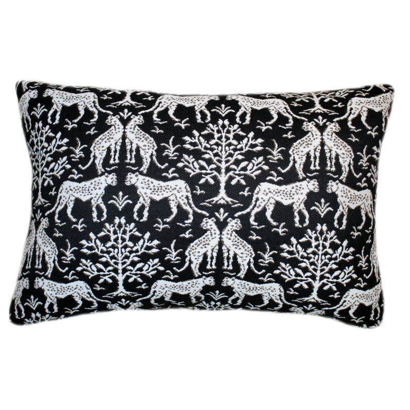 Lumbar Indoor/Outdoor Pillow Cover & Insert, Black/White, 14" H x 20" W, Rectangular
