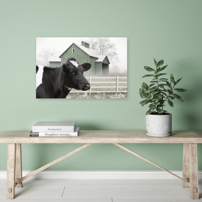 Daisy’s, domaine, abstrait, contemporain, vache, portrait, printemps, art mural, H 16 po x l 24 po