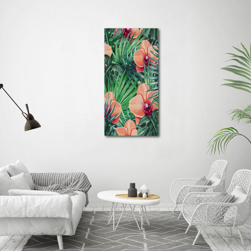 Orchid And Palm - Wrapped Canvas Print