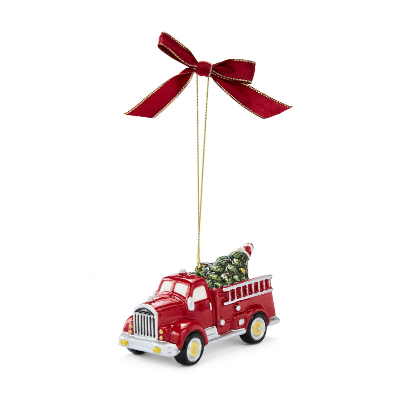 Christmas Tree FIRE TRUCK WITH TREE ORNAMENT