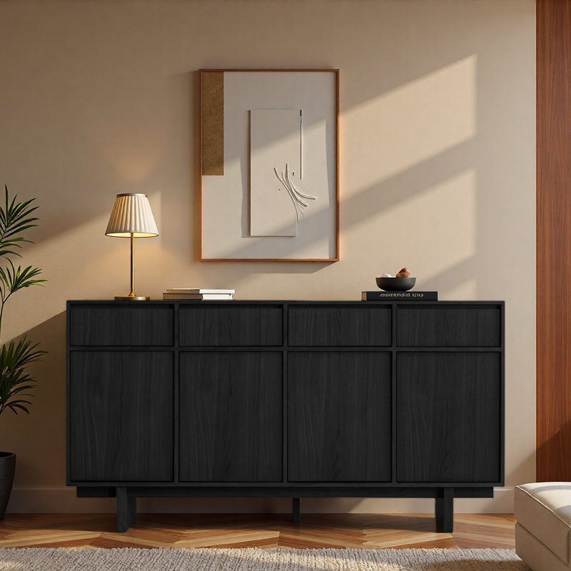 Retro Bone Line Sideboard, Black