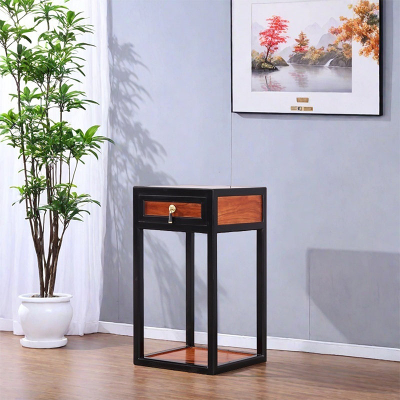 Petit tiroir à cadre arrondi en bois massif, H 25,98 po x l 14,17 po x P 14,17 po