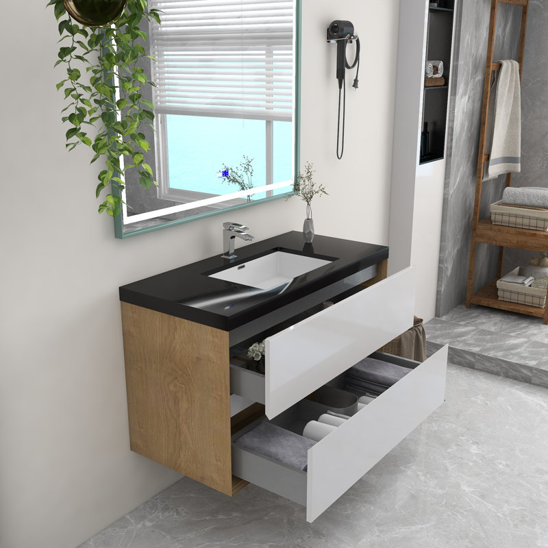 Ensemble de meuble-lavabo mural simple 42 po Lords Kody, Blanc lustré