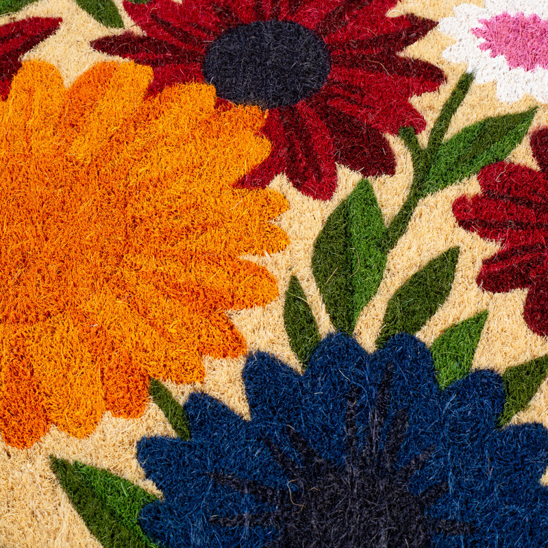 Paillasson Xoel, 18" x 60" - Non-Slip, Wild Flowers - Gray