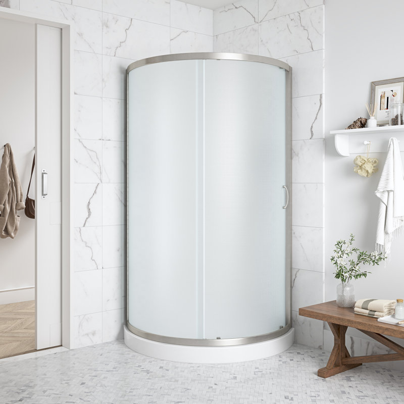 Ensemble de douche rond 35 po avec base givrée OVE Decors Breeze, Nickel