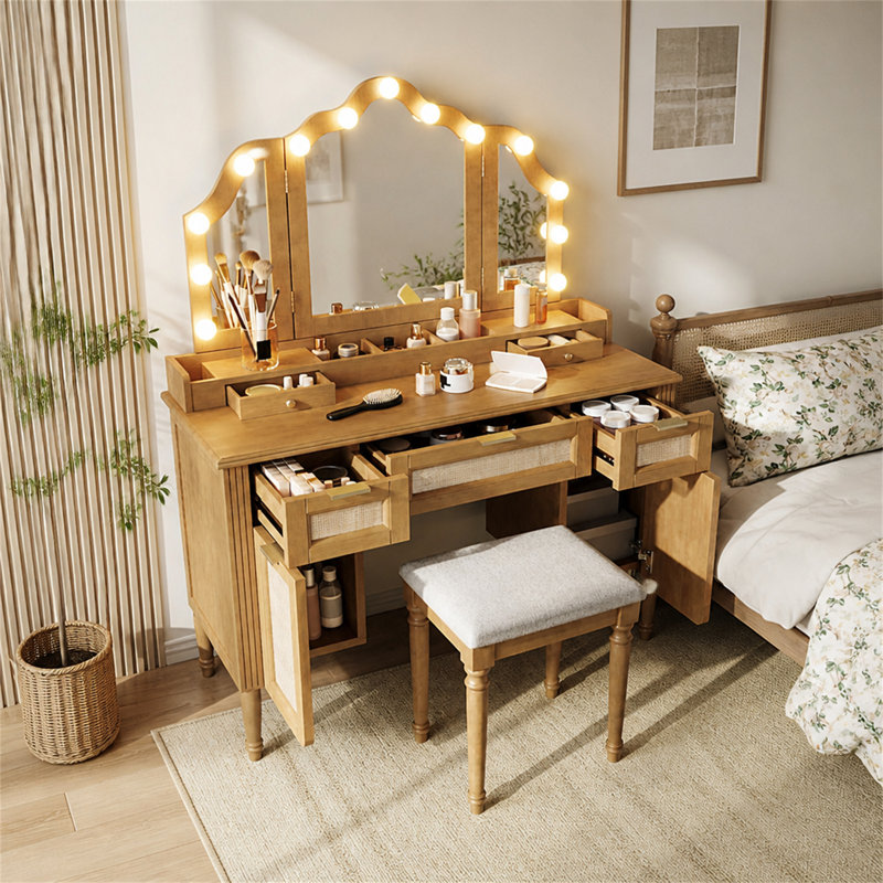 Vanity with Mirror and Seat