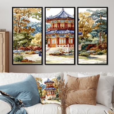 Japan's Majestic Historic Temples I - Asian Wall Art Living Room Set