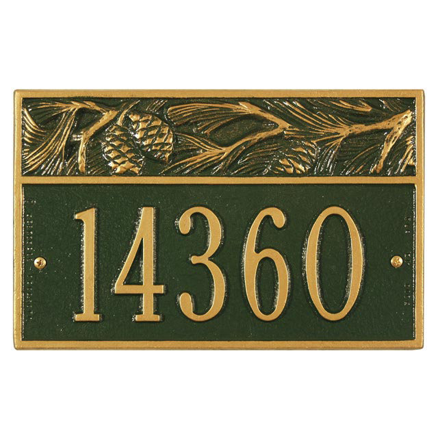 Plaque d'adresse murale sur 1 ligne Nagano, Vert et or, Oui