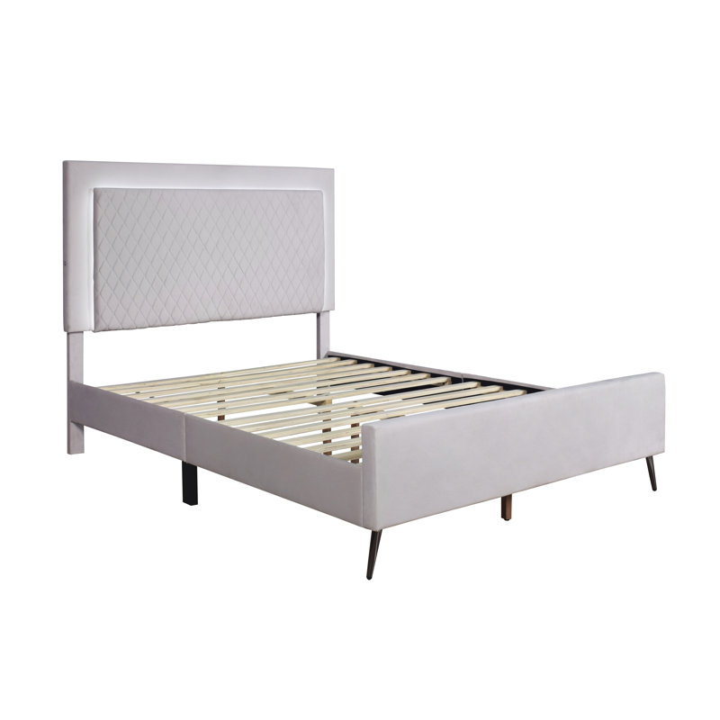 Hui Upholstered Bed, Light Grey, Queen