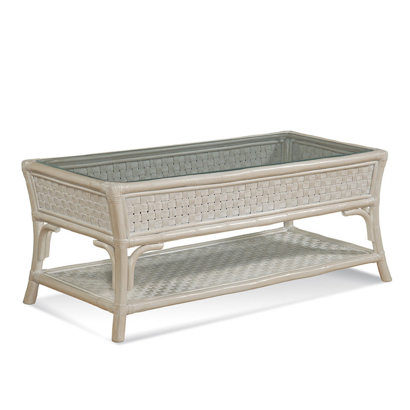 Boca Glass Top Coffee Table, Bisque