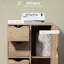 Armoire de rangement autoportante, armoire de plancher de salle de bain avec 4 tiroirs et porte, chêne