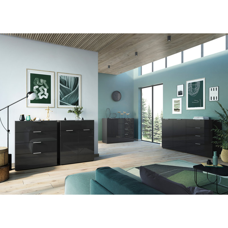 Abbygail 83cm W 4 - Drawer Chest of Drawers, Black