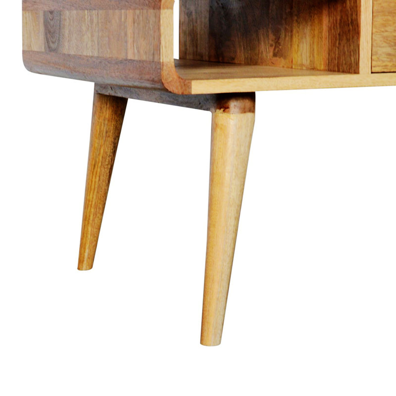 Versatile Design Wood Curved Console Table With Strong Legs, Tan