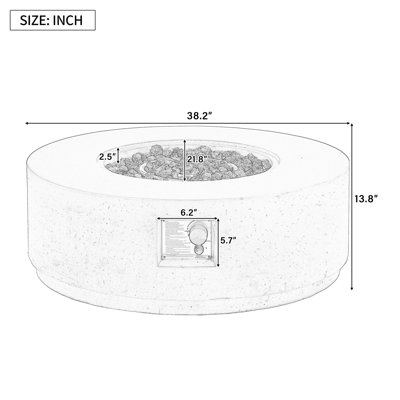 Outdoor Propane Fire Pit - 38.2" Round with Faux Stone Finish, Outside Fire Pit Table with 50000 BTU, Steel Burner, Lava Rocks, Waterproof Cover,Suitable for Patio,Backyard,Poolside