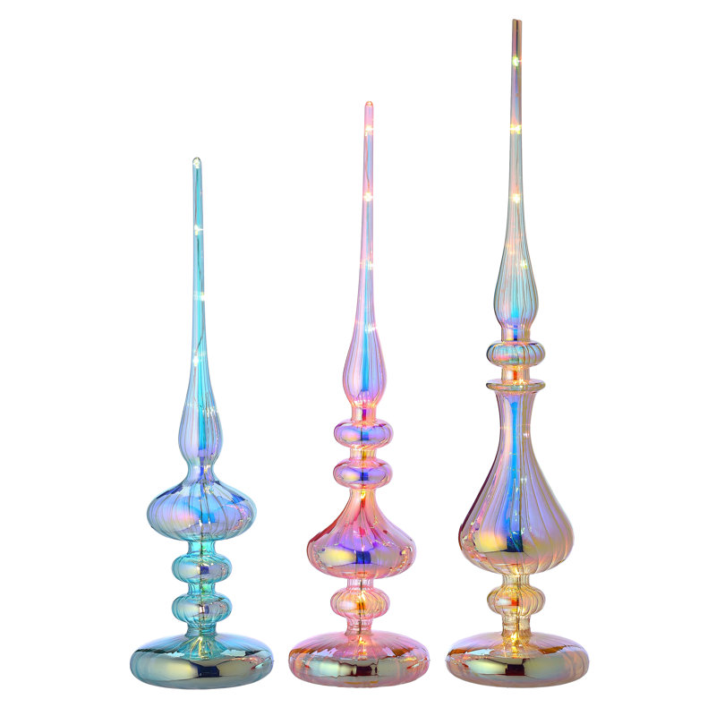 Obélisques en verre 15 po DEL, Bleu / rose