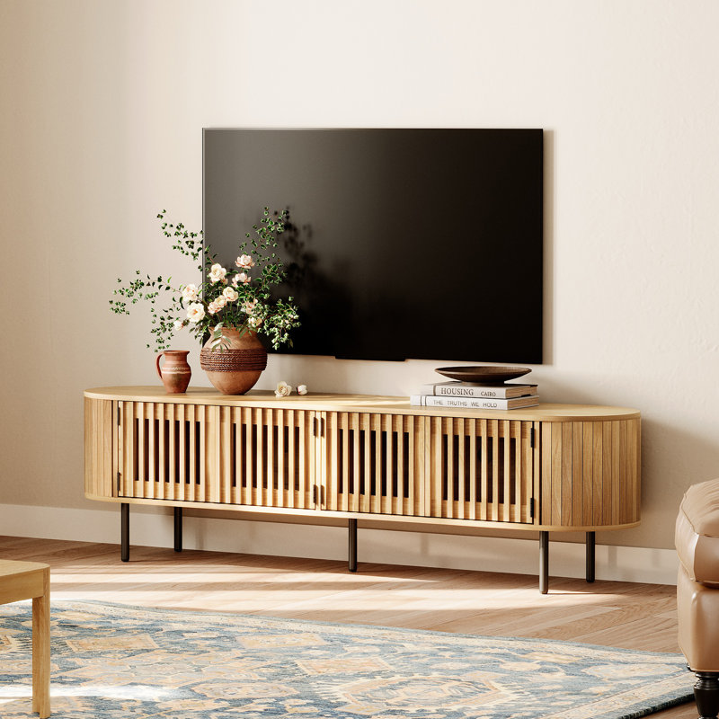 70" Louvered Media Console  With An End Table