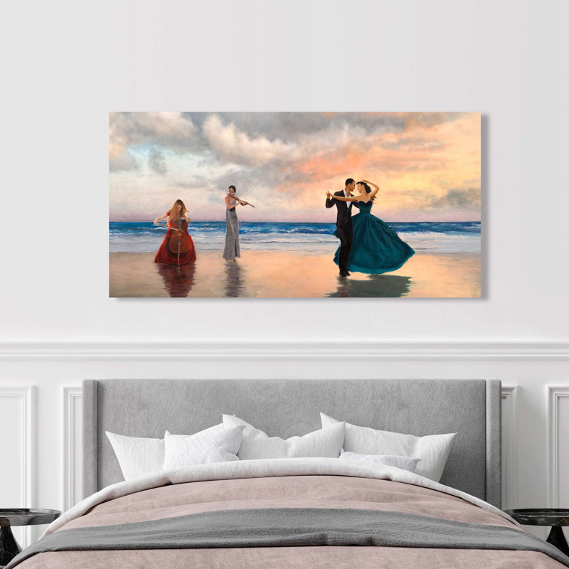 Dancing On The Beach (detail) by Pierre Benson - Wrapped Canvas Print, 50cm H x 100cm W x 4cm D