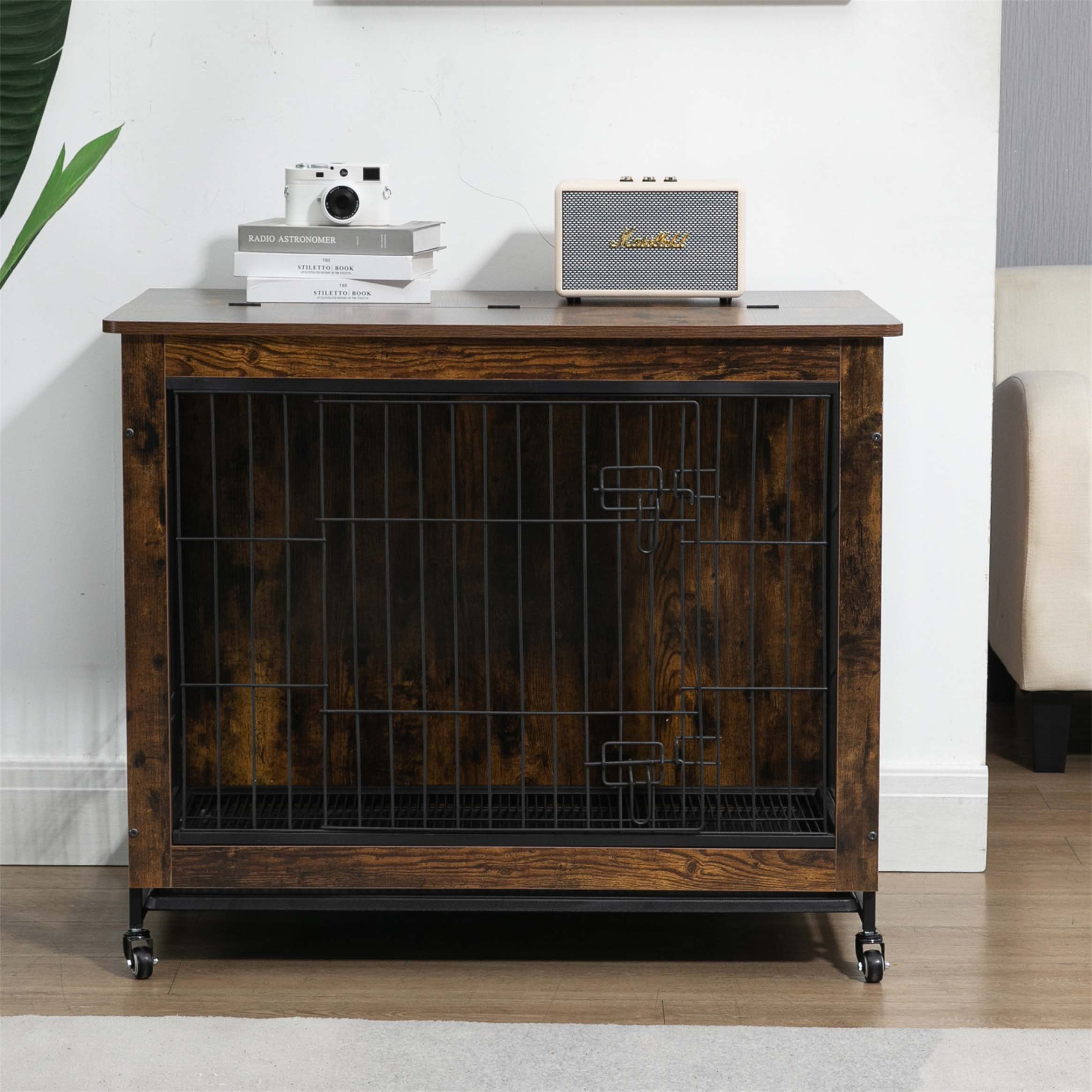 Tucker Murphy Pet™ Dog Crate Furniture With Cushion, Wooden Dog Crate