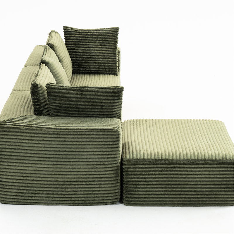 Cube compressé - 33001, entièrement modulaire pour différentes configurations de pièce, sans assemblage, toute la structure, revêtement en velours côtelé doux, structure de salon à 4 sièges, assemblage sur mesure requis, esthétique, mousse