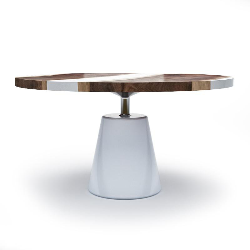 Asolo Round Walnut Wood Dining Table, 83.9" W x 83.9" L