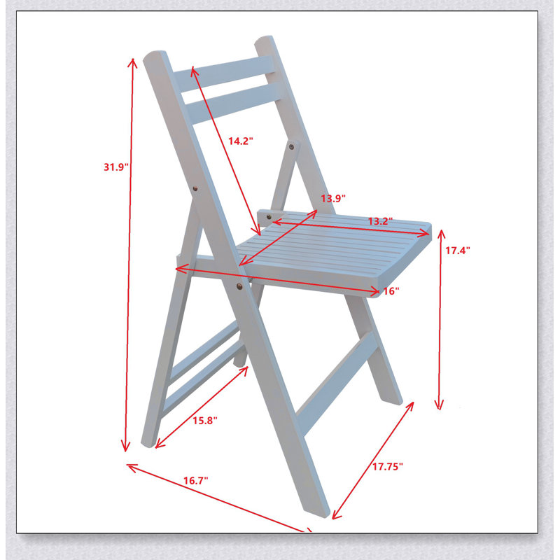 Chaise pour événement spécial pliante en bois à lattes Furniture - blanc, ensemble de 4