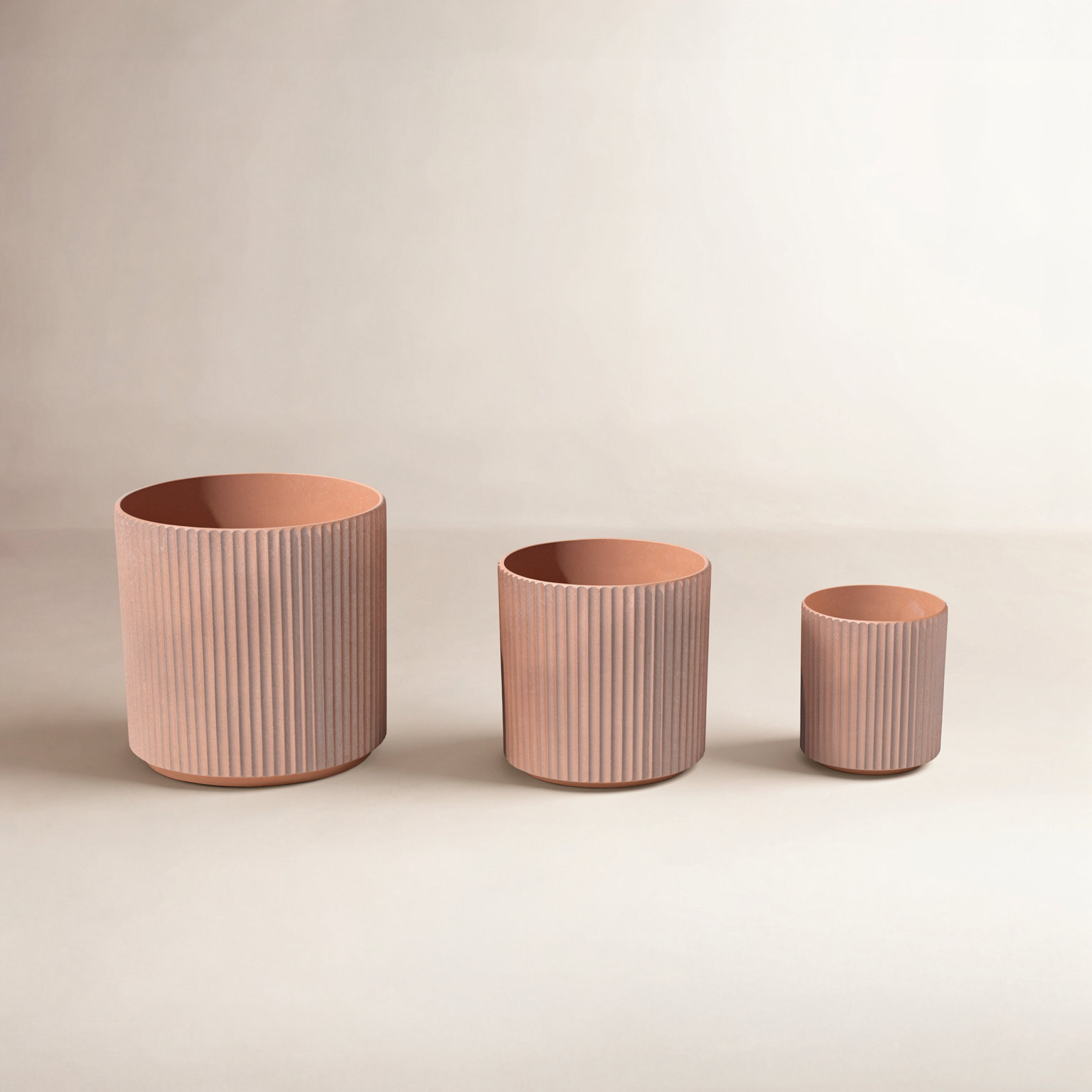Demi Series Fluted Round Pot Planter, Terracotta