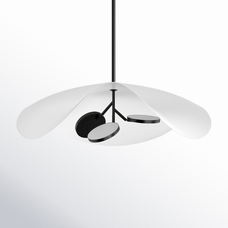 Hinton 3 Light Metal Dimmable LED Pendant, White/Black