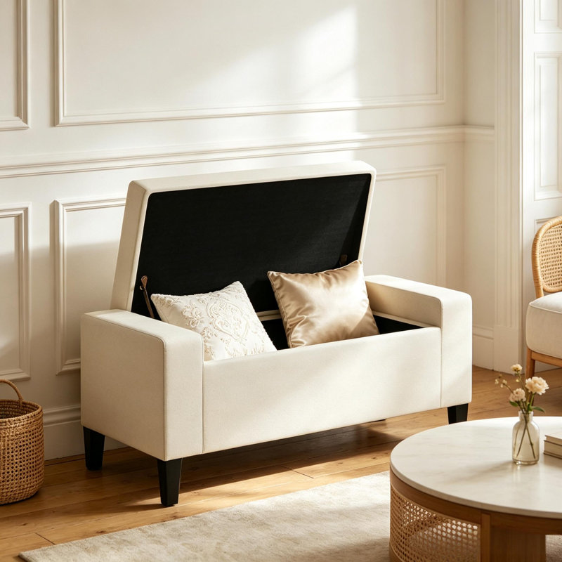 Banc de rangement moderne, banc de repose-pieds polyvalent, banc au design fonctionnel