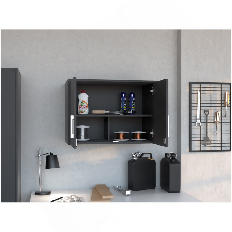 Armoire de rangement - armoire murale, trois tablettes intérieures, porte double