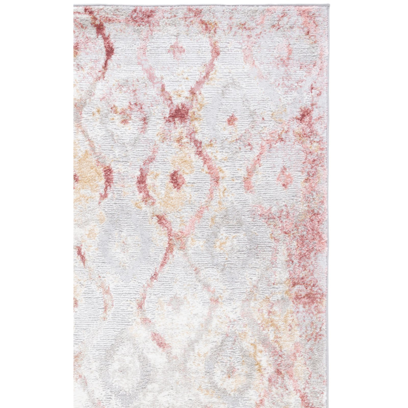 Tapis géométrique rouge / gris Milstein, Rectangle 4 pi x 6 pi