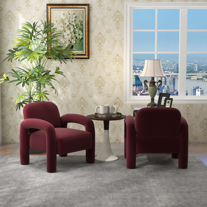 Fauteuil Iryanna, Velours rouge, 2