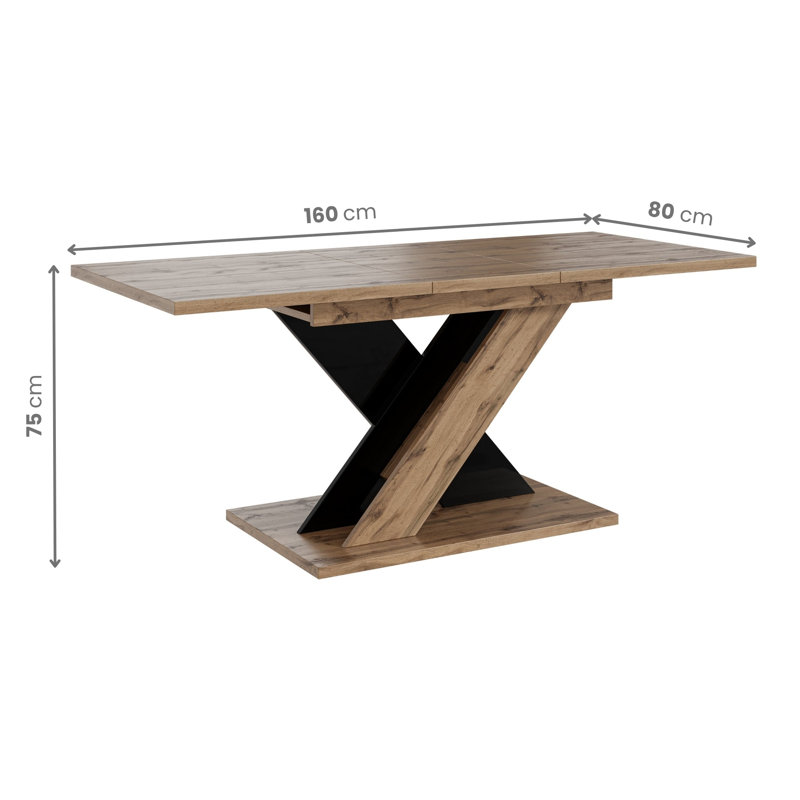 Extendable Dining Table, Wotan Effect & Black High Gloss