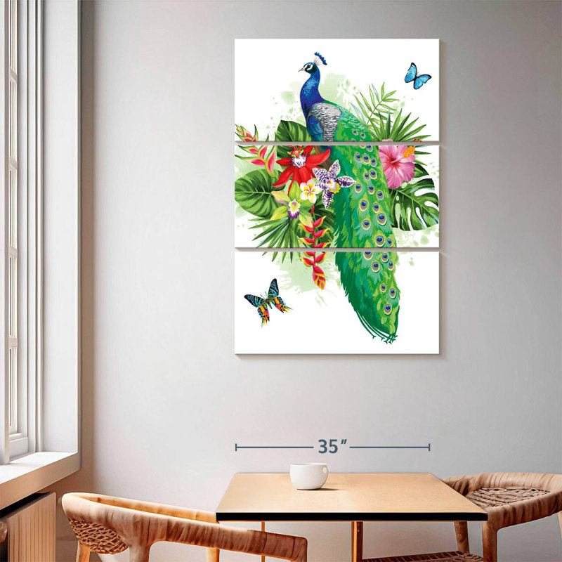 Brampt Tropical Blue Peacock, 65" H x 42" W