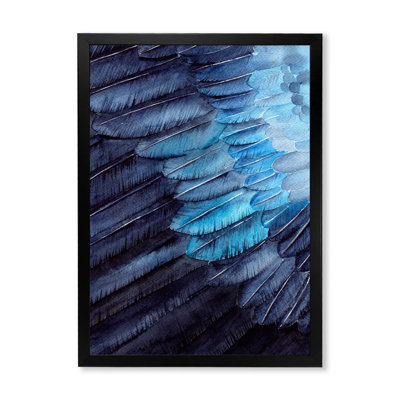 Fragment d'une aile d'oiseau bleu - peinture sur toile