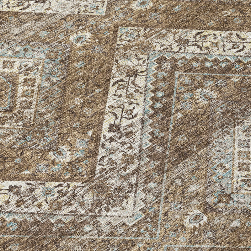 Machine Washable Indoor/Outdoor Chantille ACN2699 Tribal Rug, 9' x 12', Brown